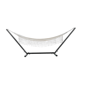 HAMACA PORTATIL BLANCA CON ESTRUCTURA METAL